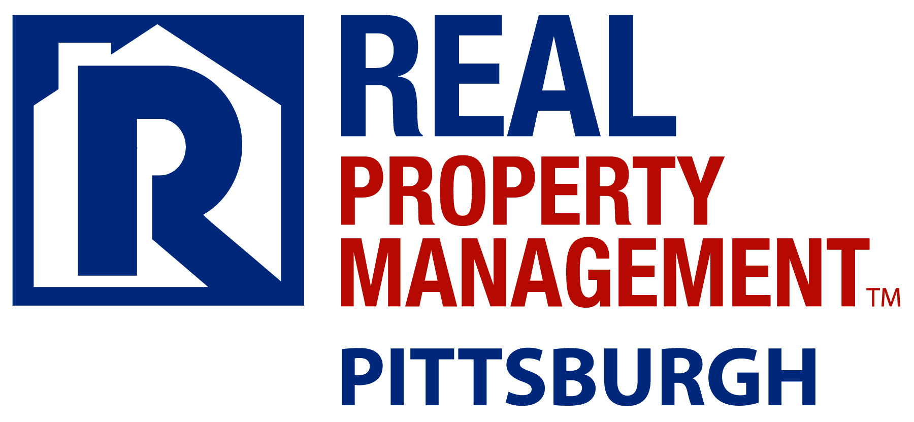 Logo with a stylized house icon, text 'REAL PROPERTY MANAGEMENT PITTSBURGH' in blue and red.