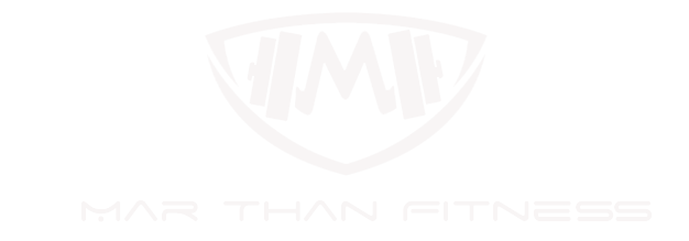 Logo with stylized text 'JMF' inside a shield shape, and the words 'MAR THAN FITNESS' below, on a black background.