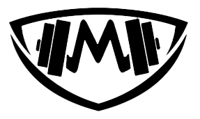 Black logo with stylized text and geometric shapes, outlined in white, on a black background.