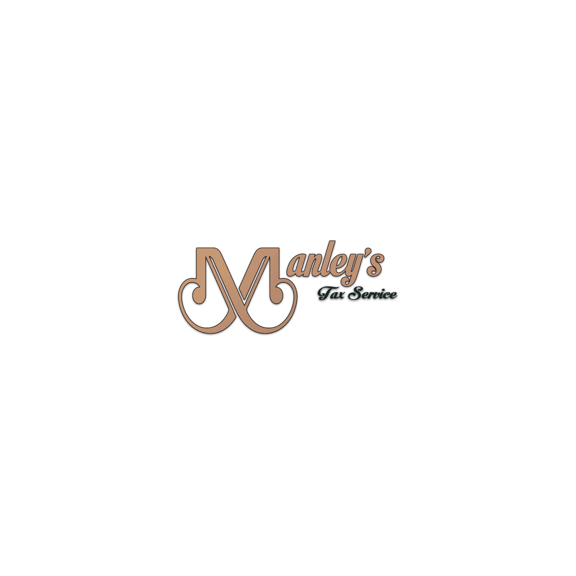 Logo with stylized letter M, text 'Manley's' and smaller text 'Vita Service' on a black background.