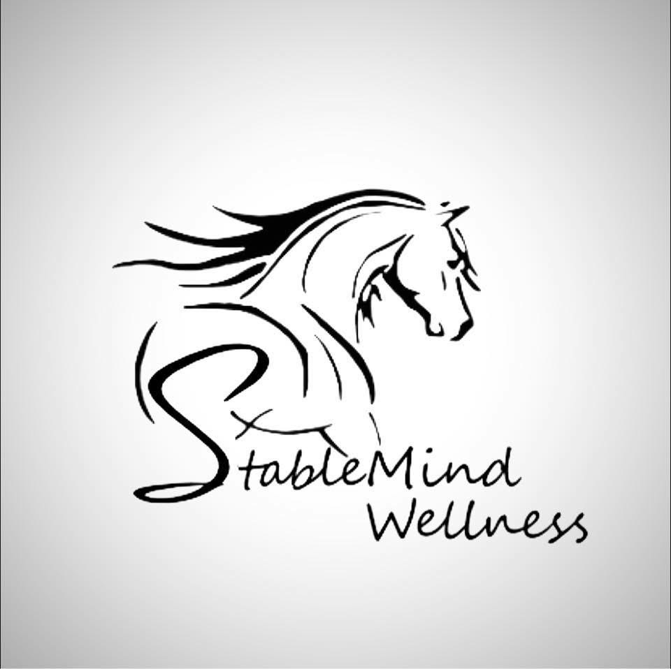 A stylized horse head with flowing mane, with the words 'StableMind Wellness' below, on a light background.